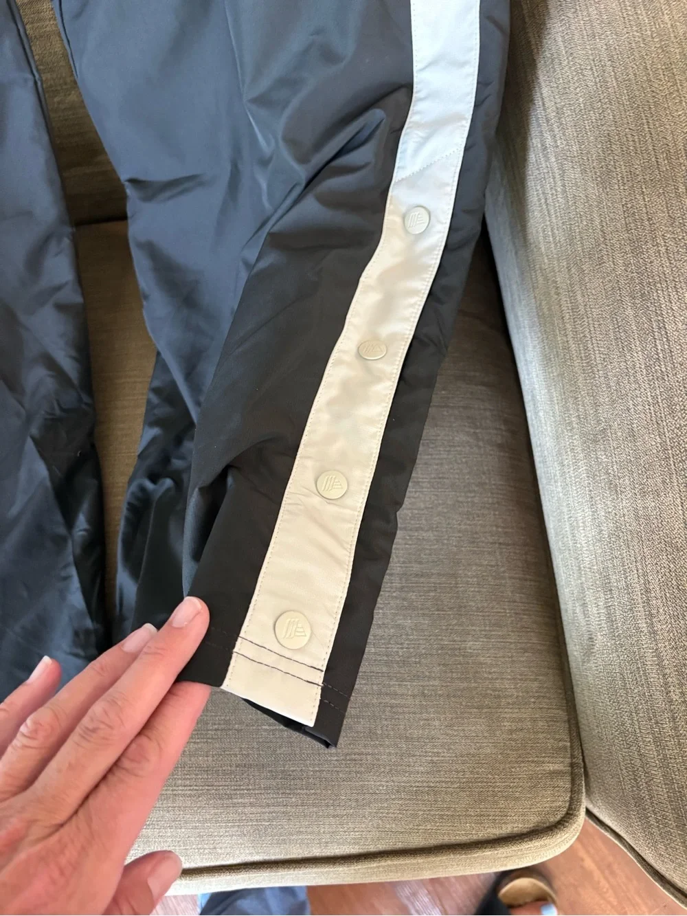 ALDI Black Track Pants with White Side Stripes